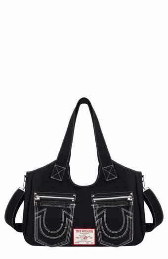 True Religion Brand Jeans Horseshoe Stitched Denim Shoulder Bag