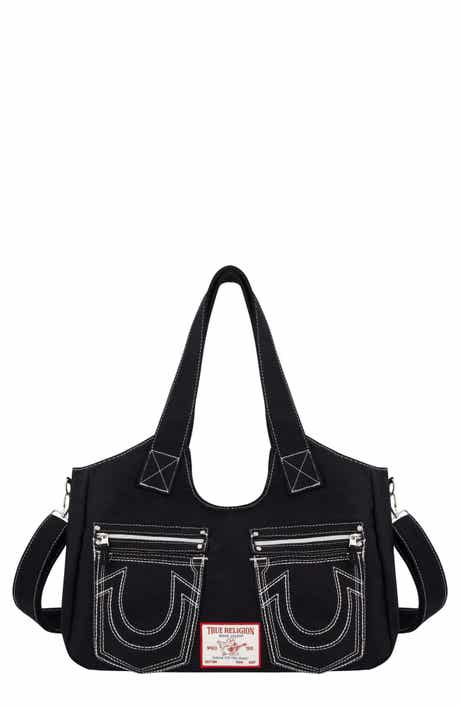 True Religion Brand Jeans Horseshoe Stitched Denim Shoulder Bag