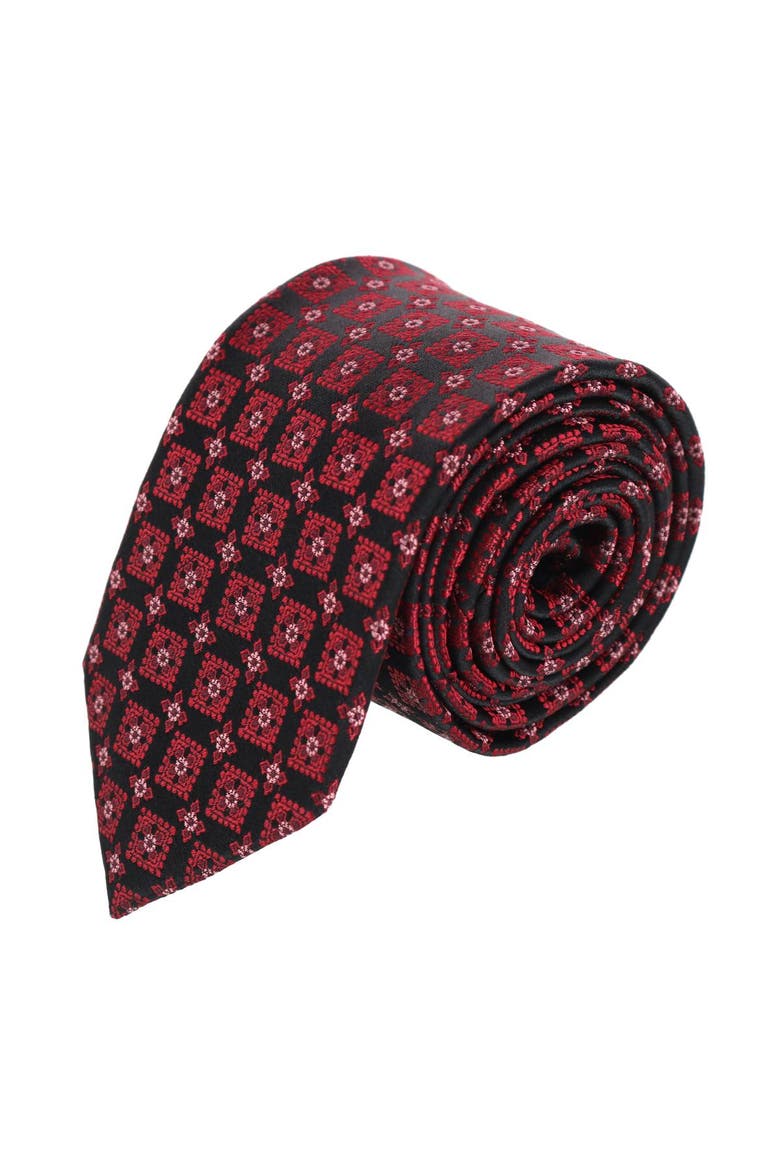 Azzimato Diamond Stately Silk Necktie, Main, color, Red