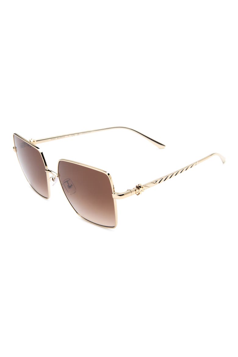 57mm Gradient Square Sunglasses, Alternate, color, SHINY LIGHT GOLD / BROWN