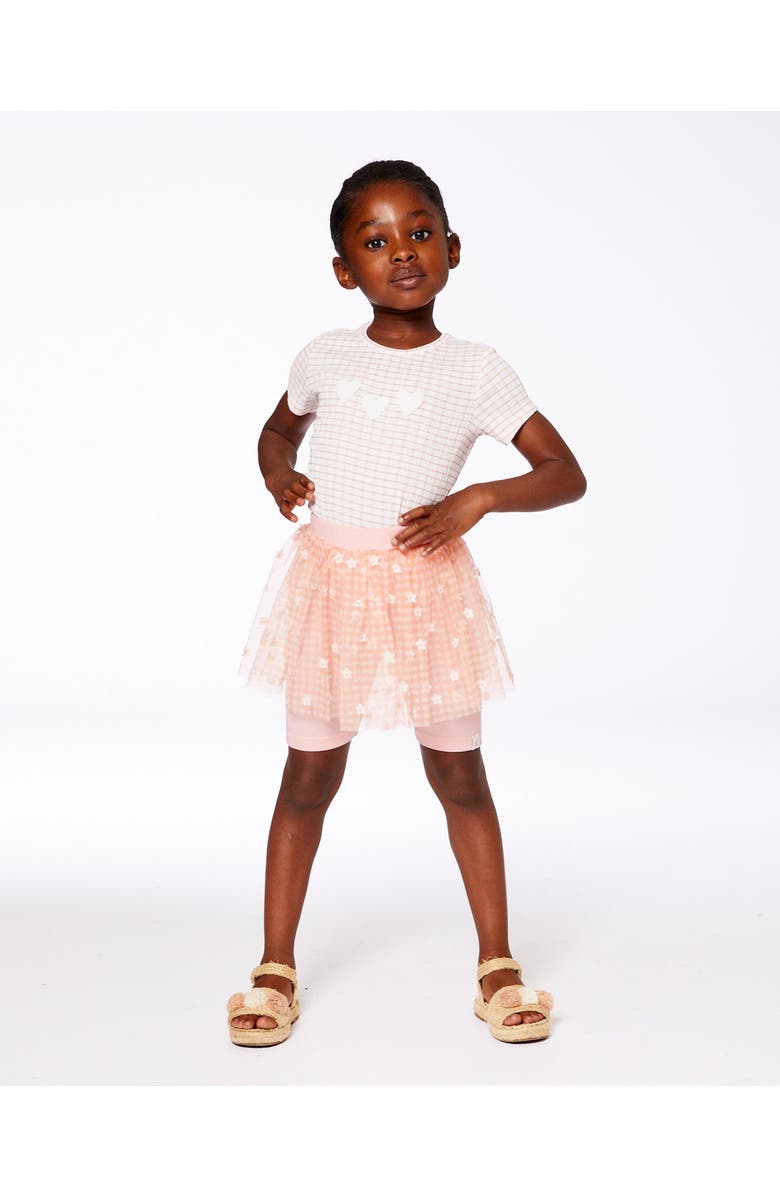 Deux par Deux Little Girl's Crinkle Top With Applique Light Old Pink, Alternate, color,