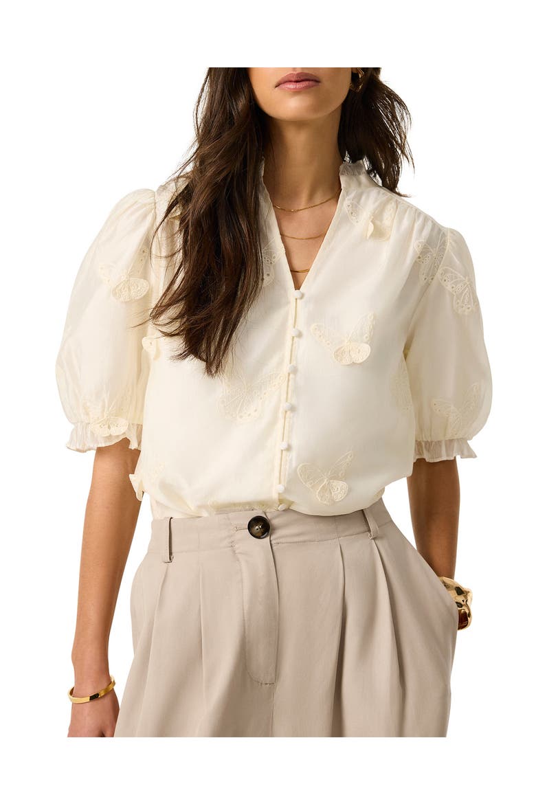 Butterfly Detail Blouse, Main, color, White