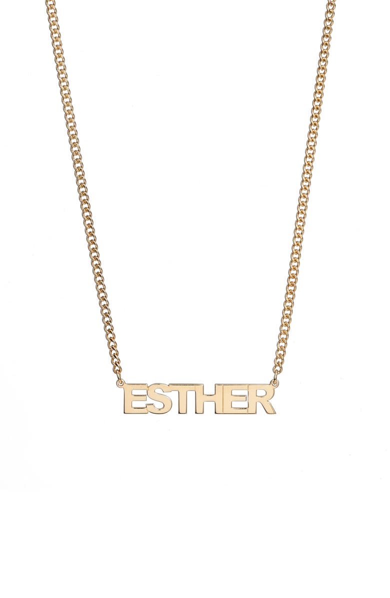 Jane Basch Designs Personalized Block Nameplate Necklace, Main, color,