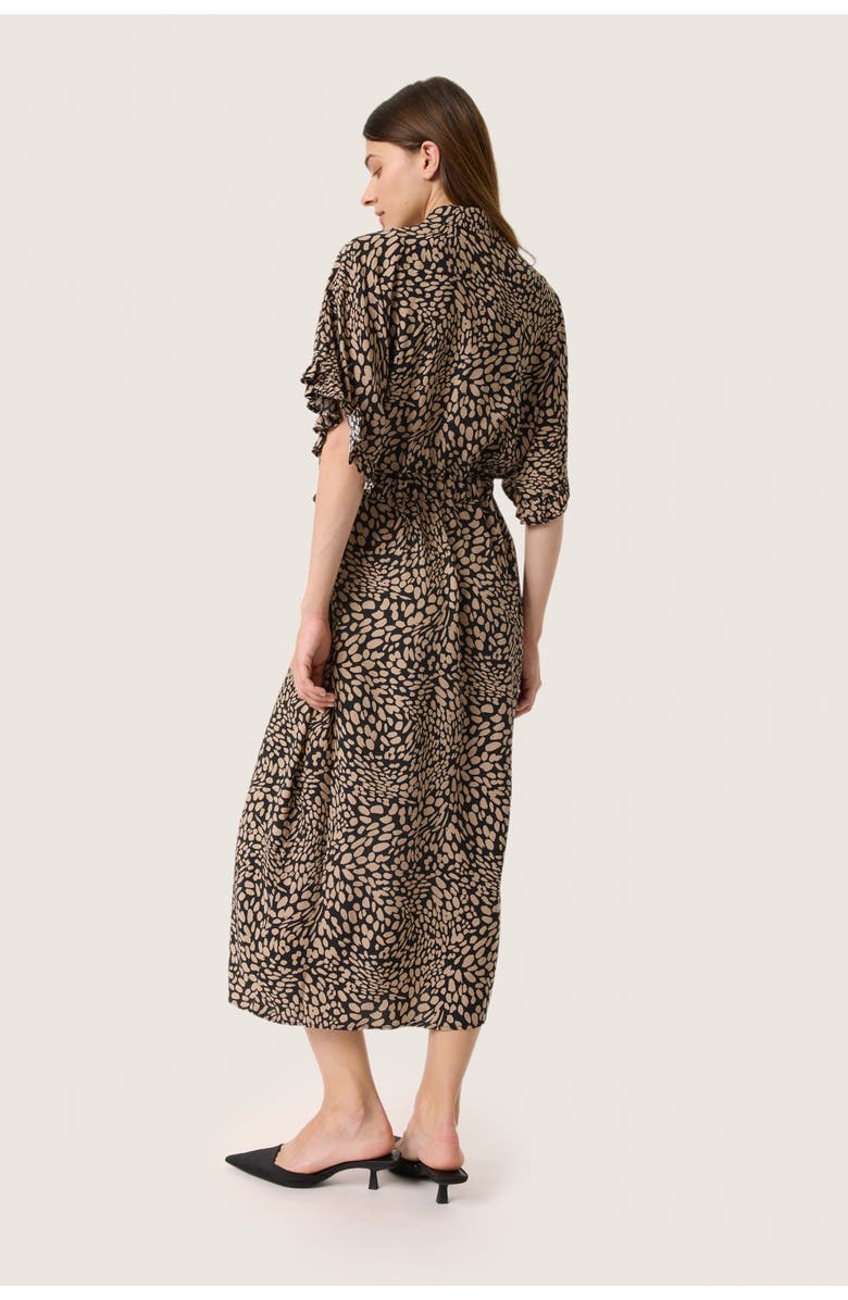 Soaked in Luxury SLNaya Short Sleeve Maxi Shirt Dress, Alternate, color, Black With Brown Dots