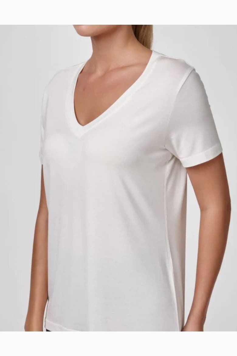 Alaia Deep V-neck Ultra Soft Modal T-shirt, Alternate, color, Ecru