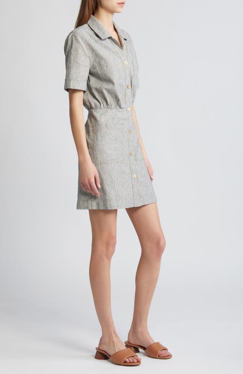 Sessun Sessùn Tanohi Linen & Cotton Shirtdress In Whiblack