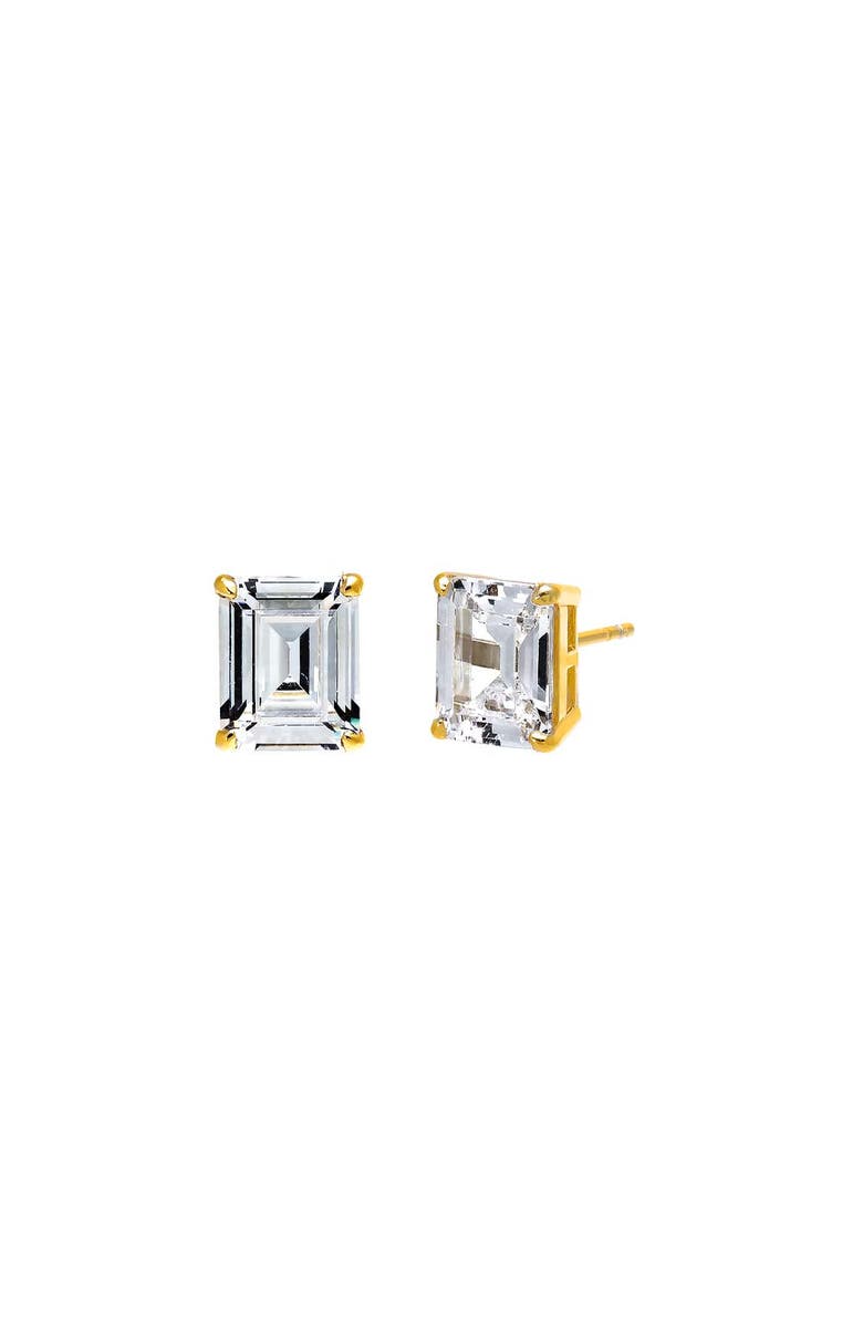 BY ADINA EDEN CZ Emerald Cut Prong Set Stud Earring, Main, color, Gold