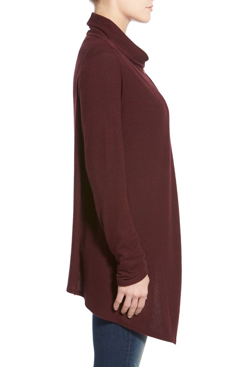 One-Button Fuzzy Fleece Wrap Cardigan, Alternate, color, BURGUNDY LONDON