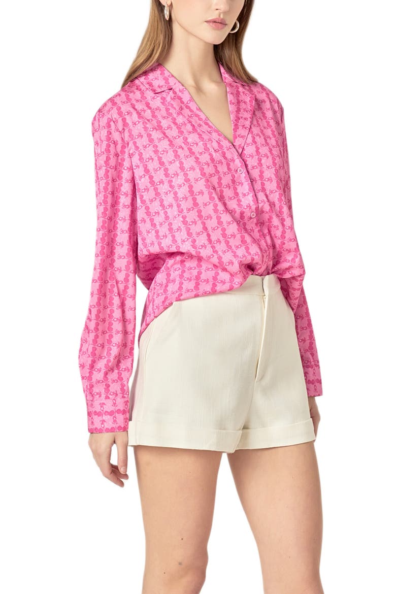 Satin Button-Up Shirt, Alternate, color, PINK