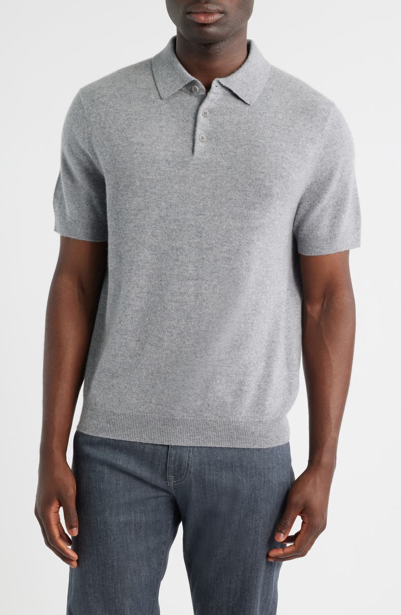 Nordstrom Cashmere Polo, Main, color, Grey December Heather