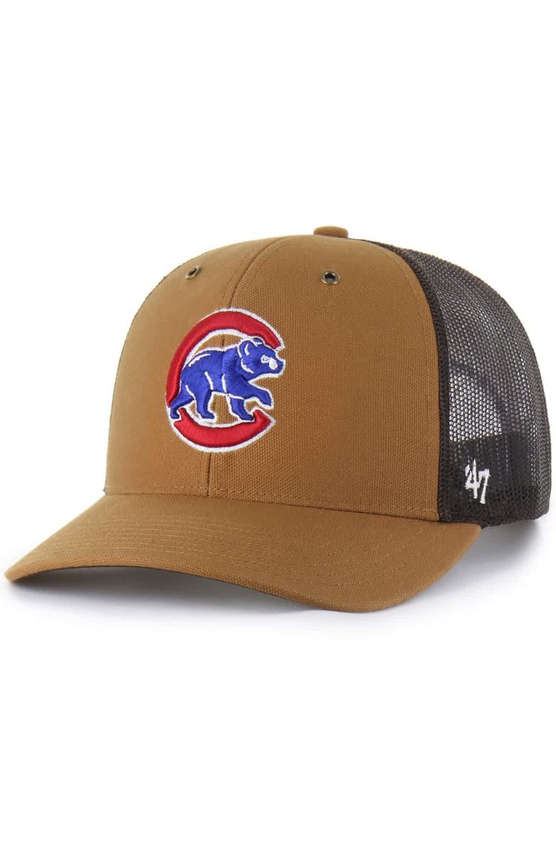 CARHARTT X 47 Men's Carhartt x '47  Brown Chicago Cubs Trucker Adjustable Hat, Main, color, Brown