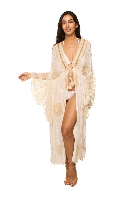 Ranee's Ranees Ruffle Bell Sleeve Cover-up Duster In Ivory