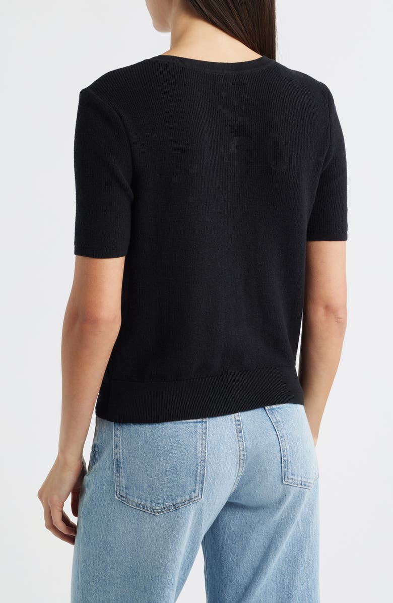 Mavi Jeans Short Sleeve Cotton Blend Cardigan, Alternate, color, Black