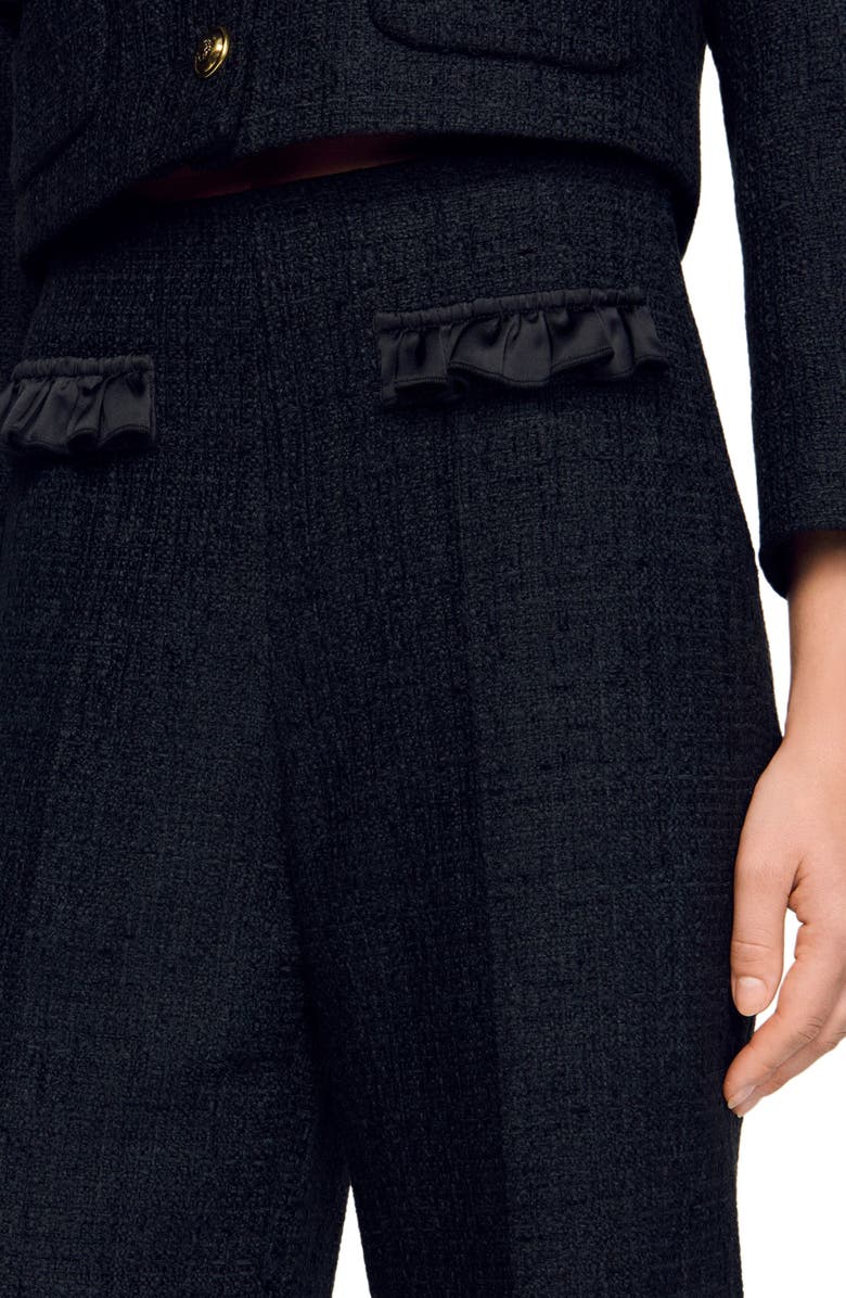 SANDRO Tweed suit trousers, Alternate, color, Black