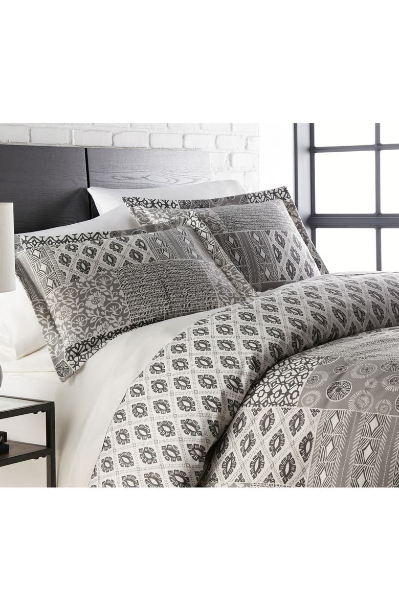 SOUTHSHORE FINE LINENS Premium Oversized Duvet 3-Piece Set, Alternate, color, Global Patchwork Grey