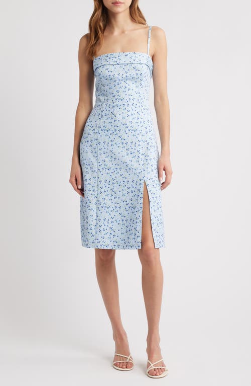 French Connection Echo Crepe Strappy Midi Dress In Icy Blue Multi In Icy Blue Multi