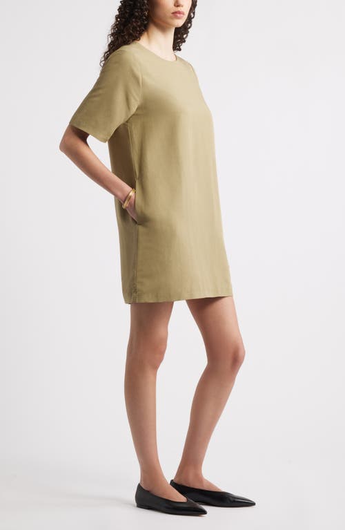 Nordstrom Short Sleeve Shift Dress In Olive Covert
