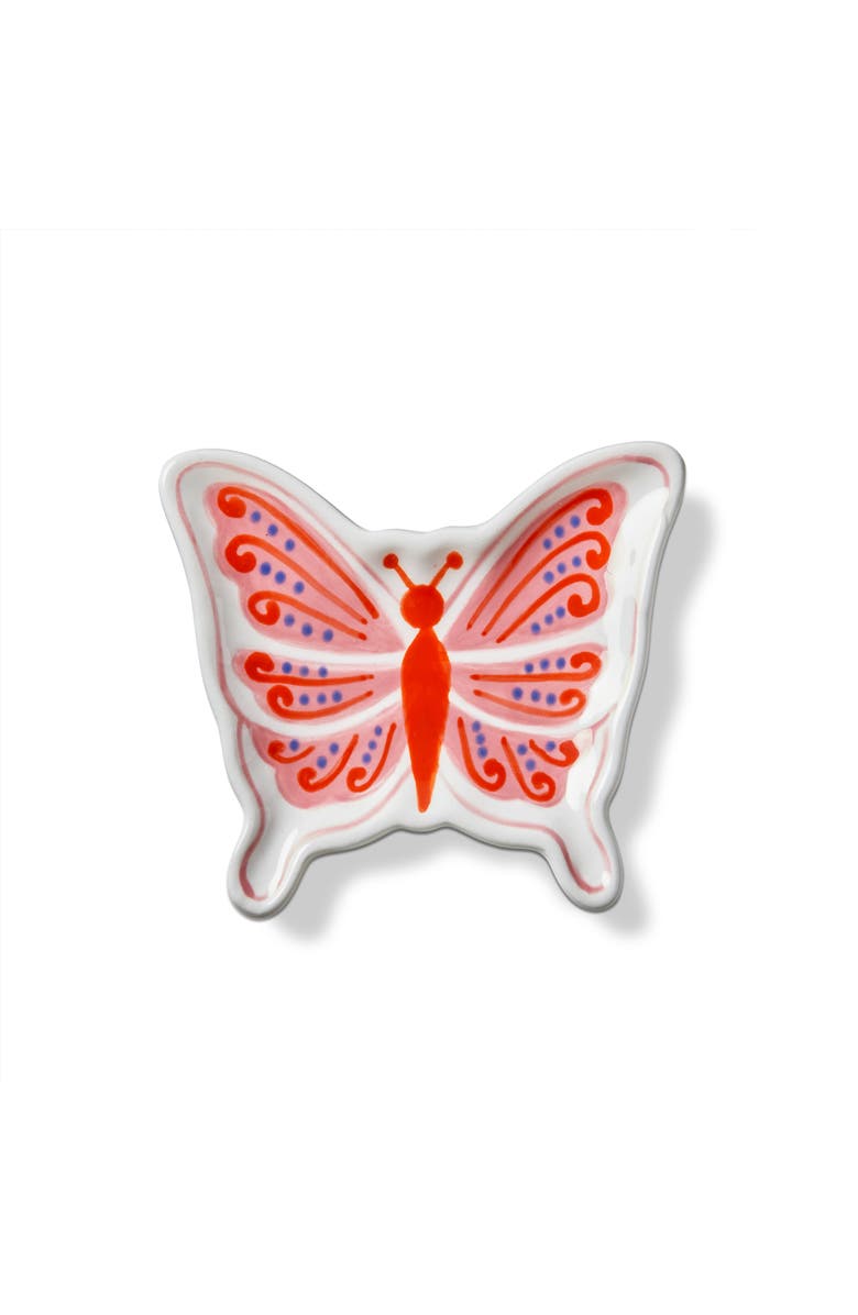 tag Butterfly Trinket Dish Multi Ceramic Everyday, Main, color, Pink