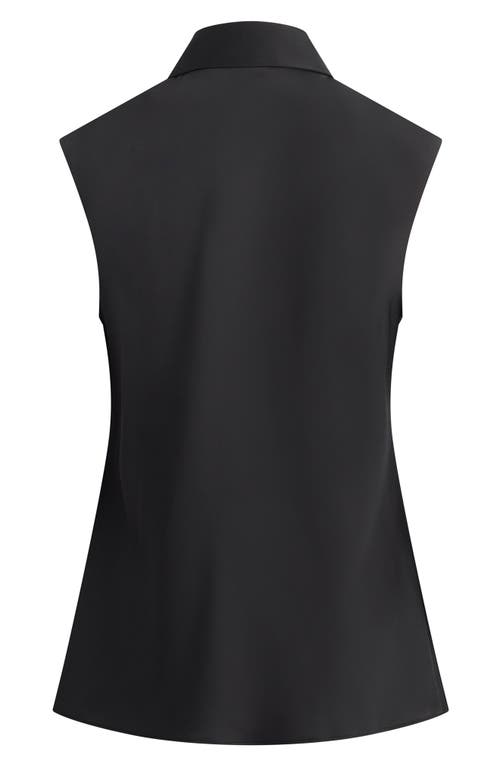 Favorite Daughter Agatha Sleeveless Crepe Satin Button-up Shirt In Black