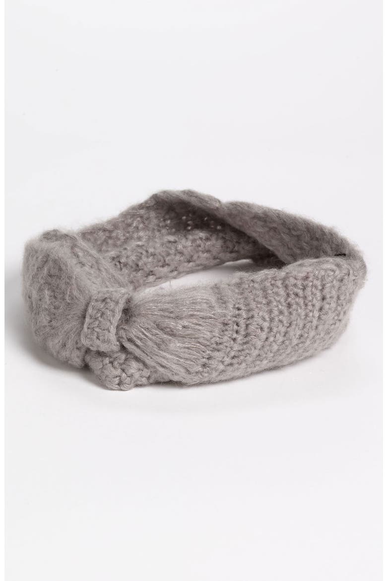 Bow Knit Headband, Main, color, GREY MICRO
