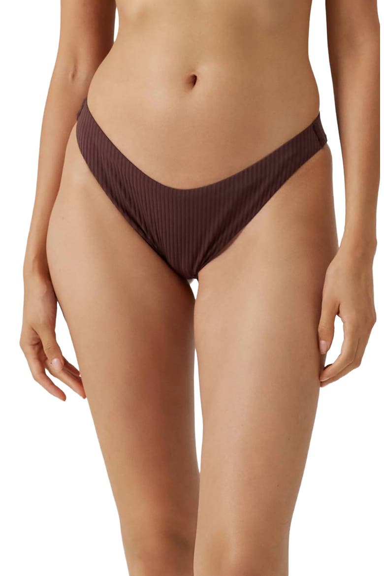 Noto Rib Swim Bottoms, Main, color, BROWN RIBBED