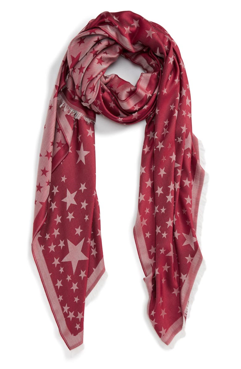 Stella McCartney Star Jacquard Silk & Modal Scarf, Alternate, color, 