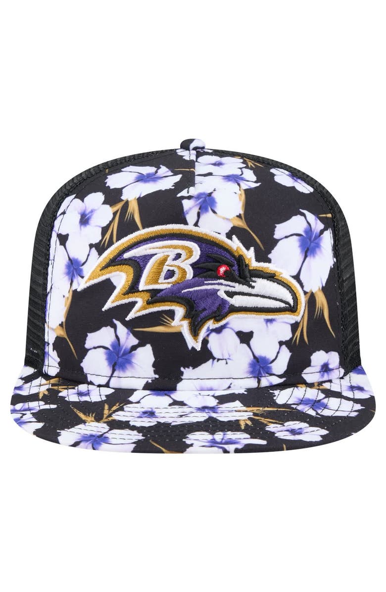 New Era Men's New Era Black Baltimore Ravens Adventure Pattern Golfer Snapback Hat, Alternate, color, 