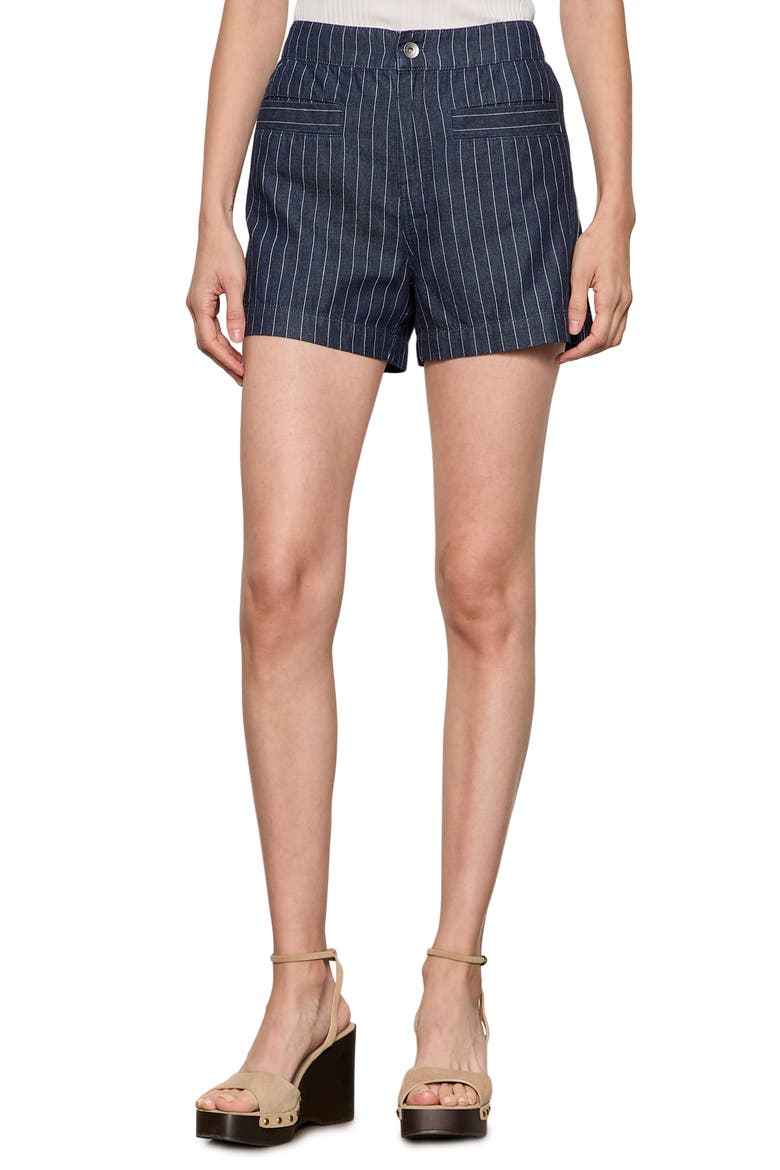 Voyage Stripe Cotton Shorts, Main, color, LUNA BLUE STRIPE