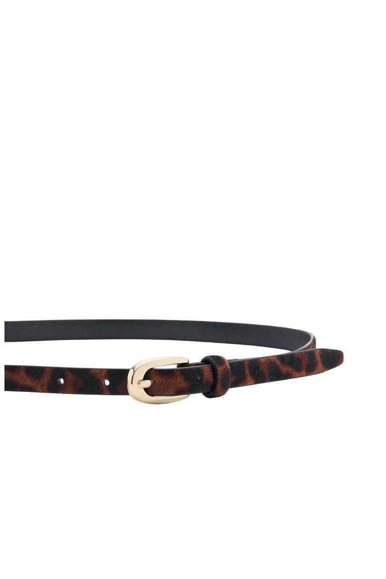 Leopard Print Calf Hair Belt, Alternate, color, BROWN