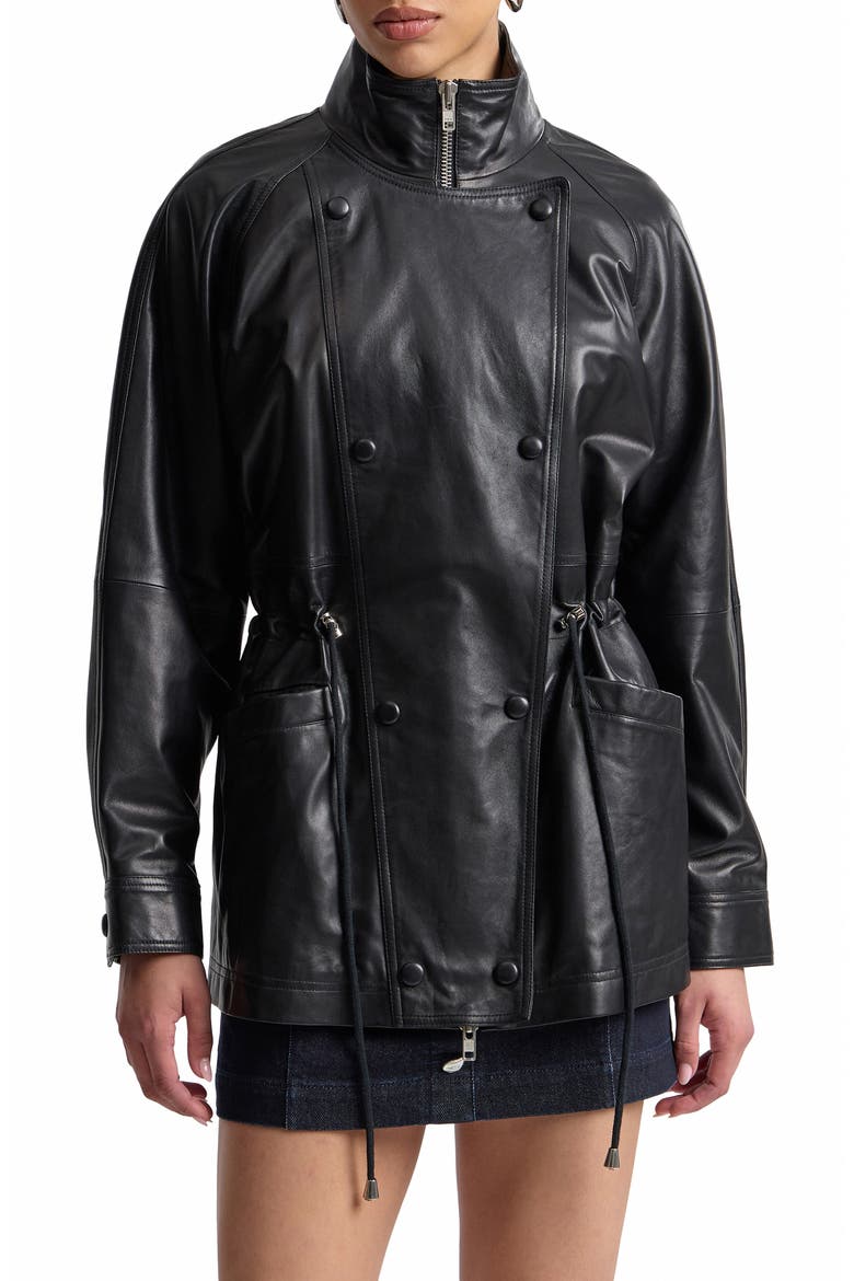 Slouchy Leather Jacket, Main, color, BLACK