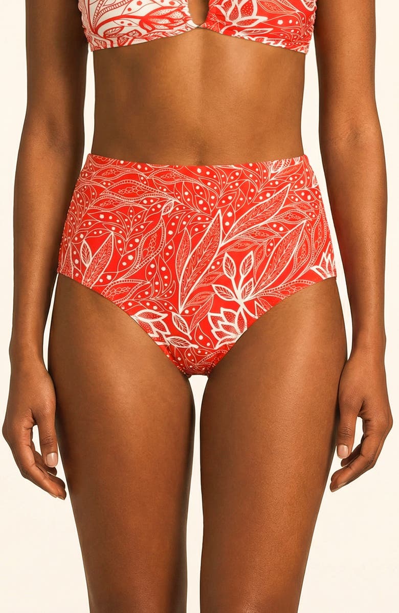 Jessie Zhao New York Scarlet Bloom Reversible Bikini Bottom, Alternate, color, Red