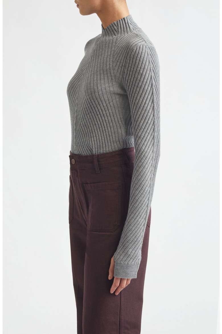 Merino Wool Rib Sweater, Alternate, color, GREY MARL