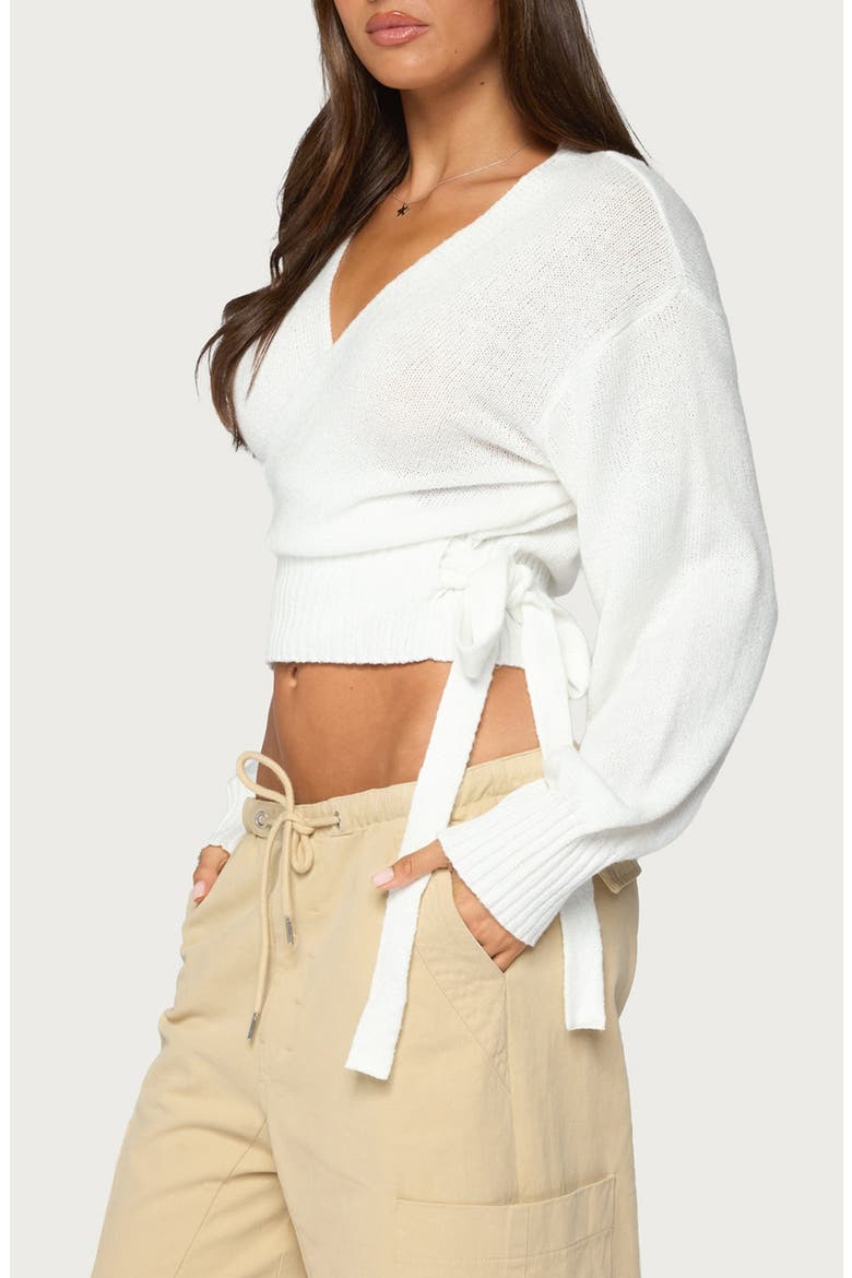 Stella Wrap Knit Cardigan, Alternate, color, WHITE