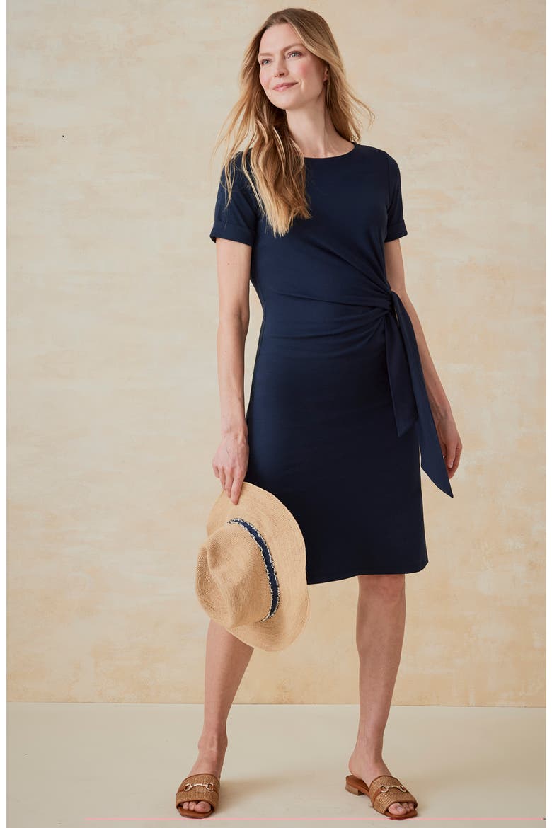 Lenora Side Tie T-Shirt Dress, Alternate, color, NAVY