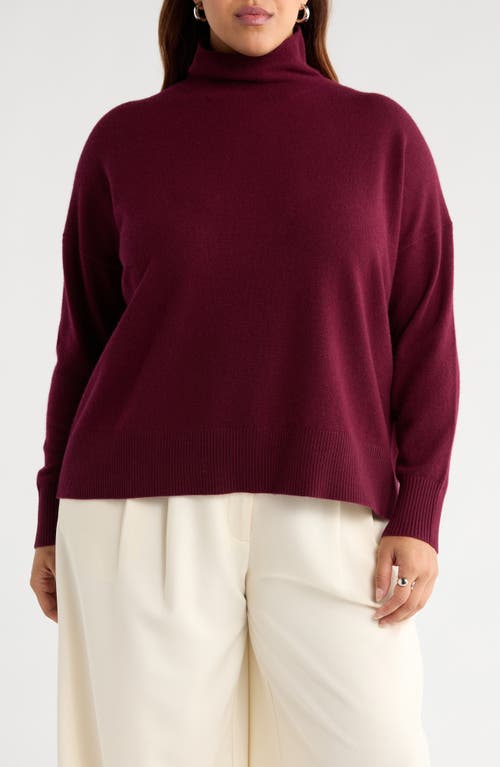 Nordstrom Oversize Cashmere Turtleneck Sweater In Burgundy