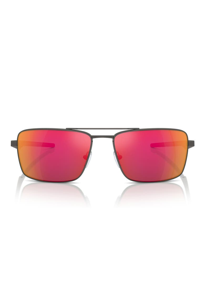 x Scuderia Ferrari 60mm Rectangular Sunglasses, Main, color, DARK GUNMETAL