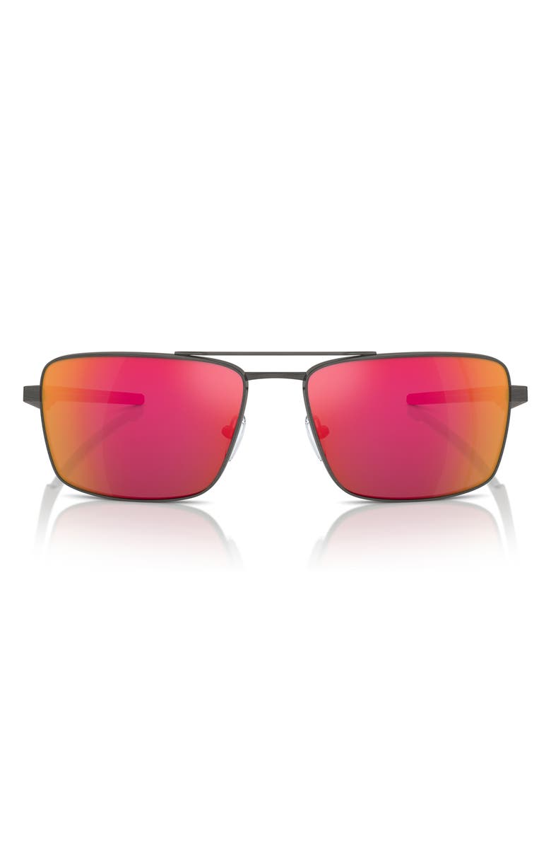 Scuderia Ferrari x Scuderia Ferrari 60mm Rectangular Sunglasses, Main, color, Dark Gunmetal