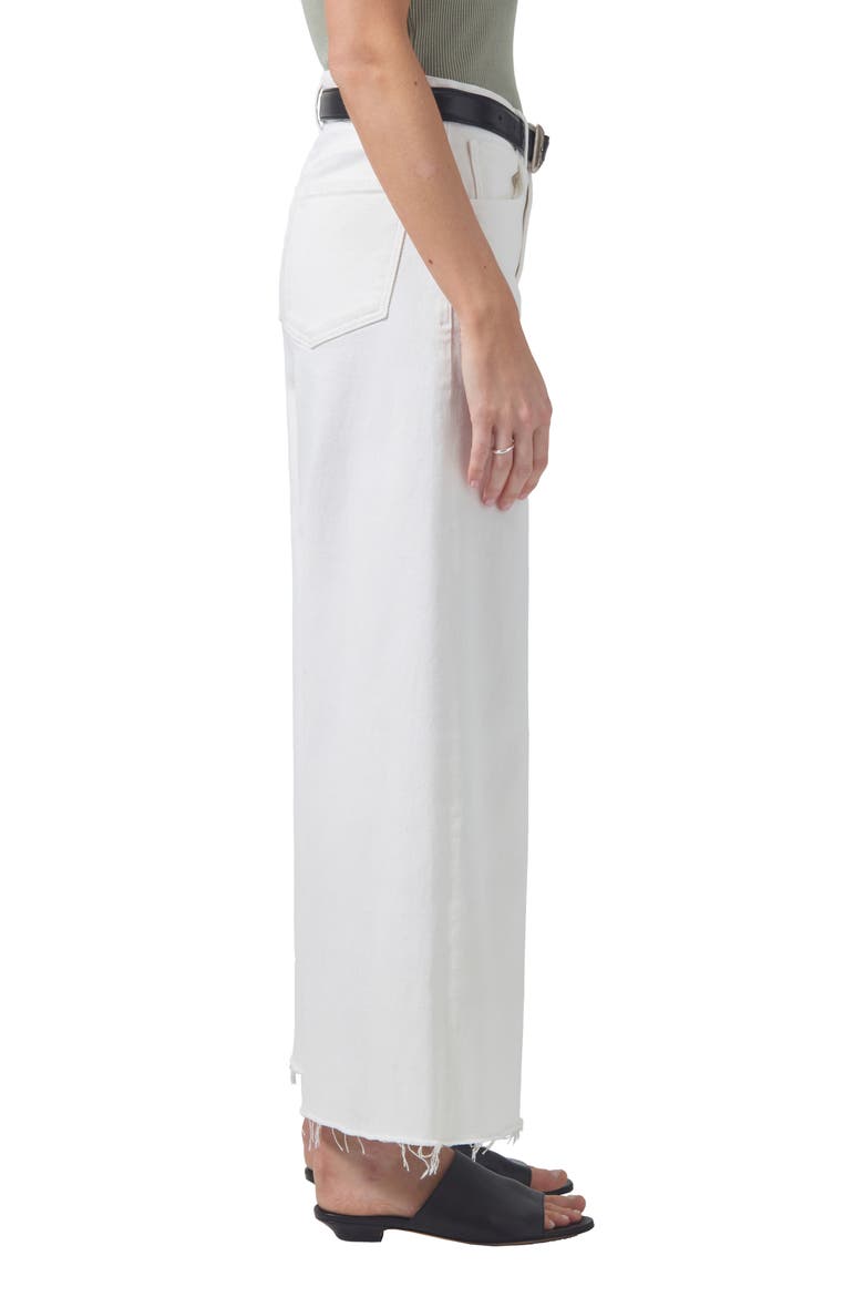 Lyra Raw Hem Ankle Wide Leg Jeans, Alternate, color, WHITE
