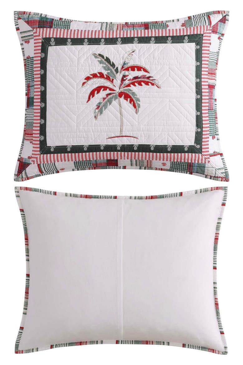 Palm Tree Patchwork Cotton Quilt Set, Alternate, color, RED/ GREEN