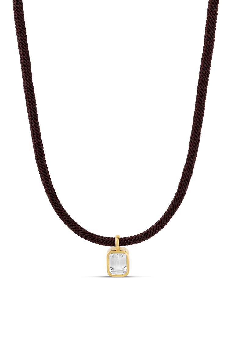 Emerald Cut Cubic Zirconia Cord Pendant Necklace, Main, color, GOLD