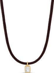SHYMI Emerald Cut Cubic Zirconia Cord Pendant Necklace