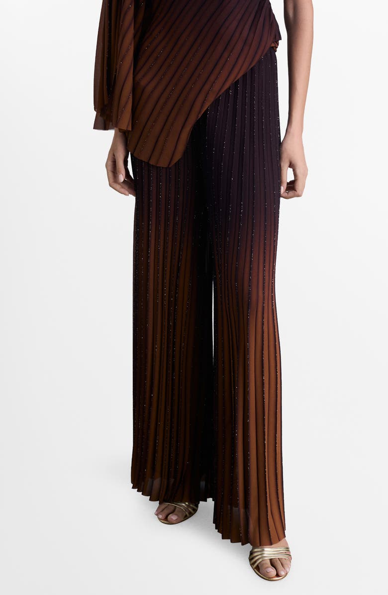MANGO Metallic Pleat Wide Leg Pants, Main, color,