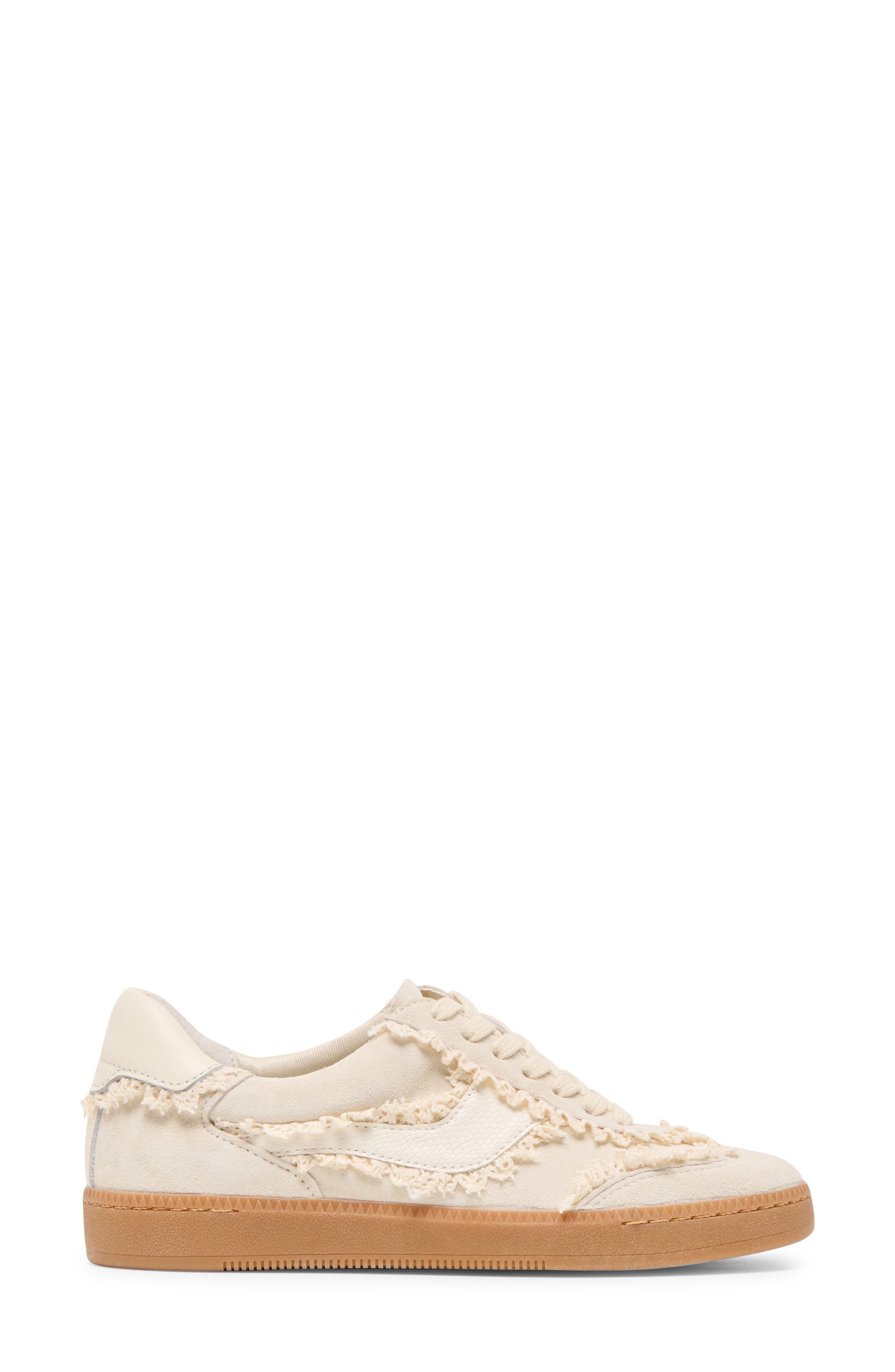 Dolce Vita Notice Lace Trim Sneaker, Alternate, color, Ivory Suede