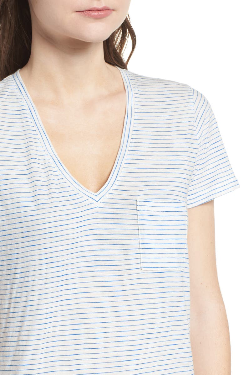 Madewell Whisper Cotton Stripe V-Neck Tee, Alternate, color,