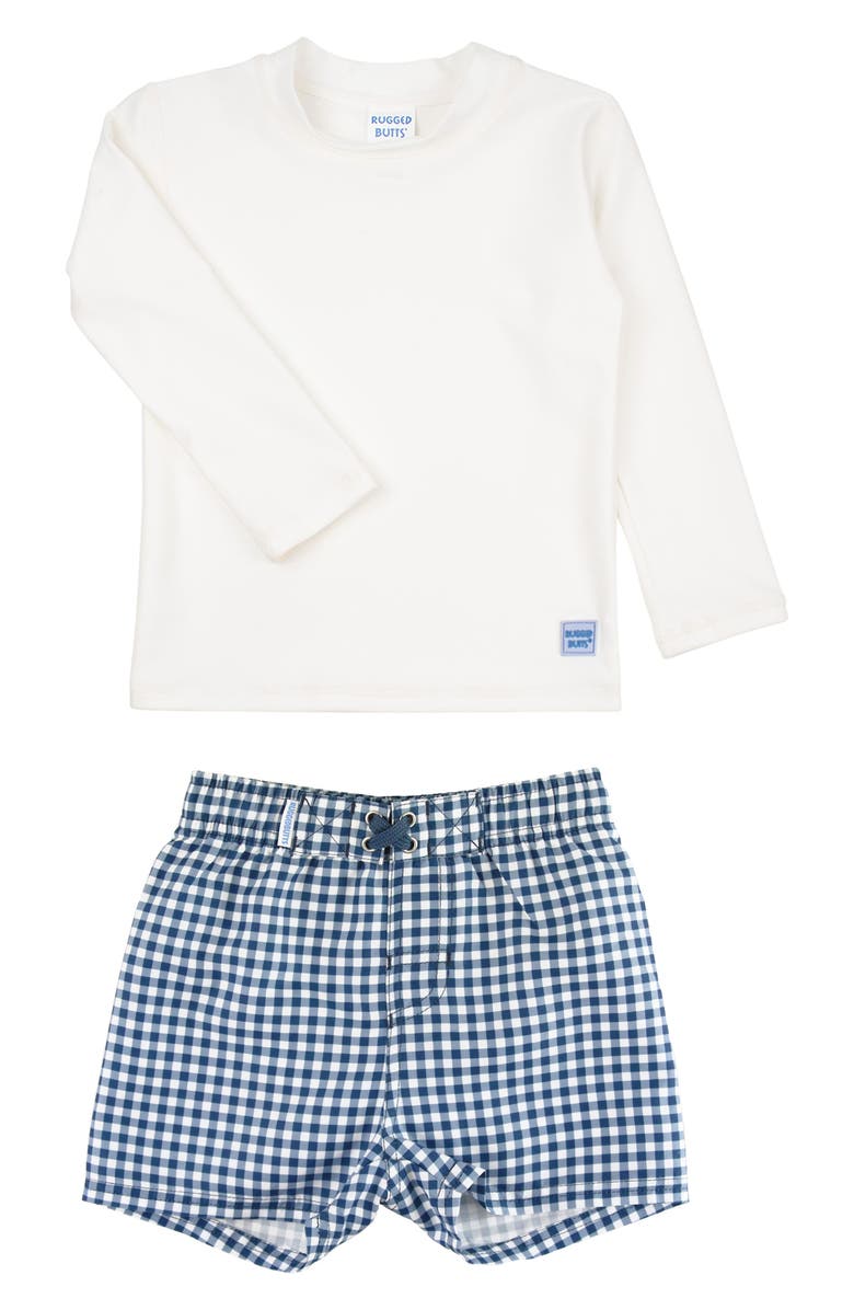 RuggedButts Long Sleeve Two-Piece Rashguard Swimsuit, Main, color, Blue