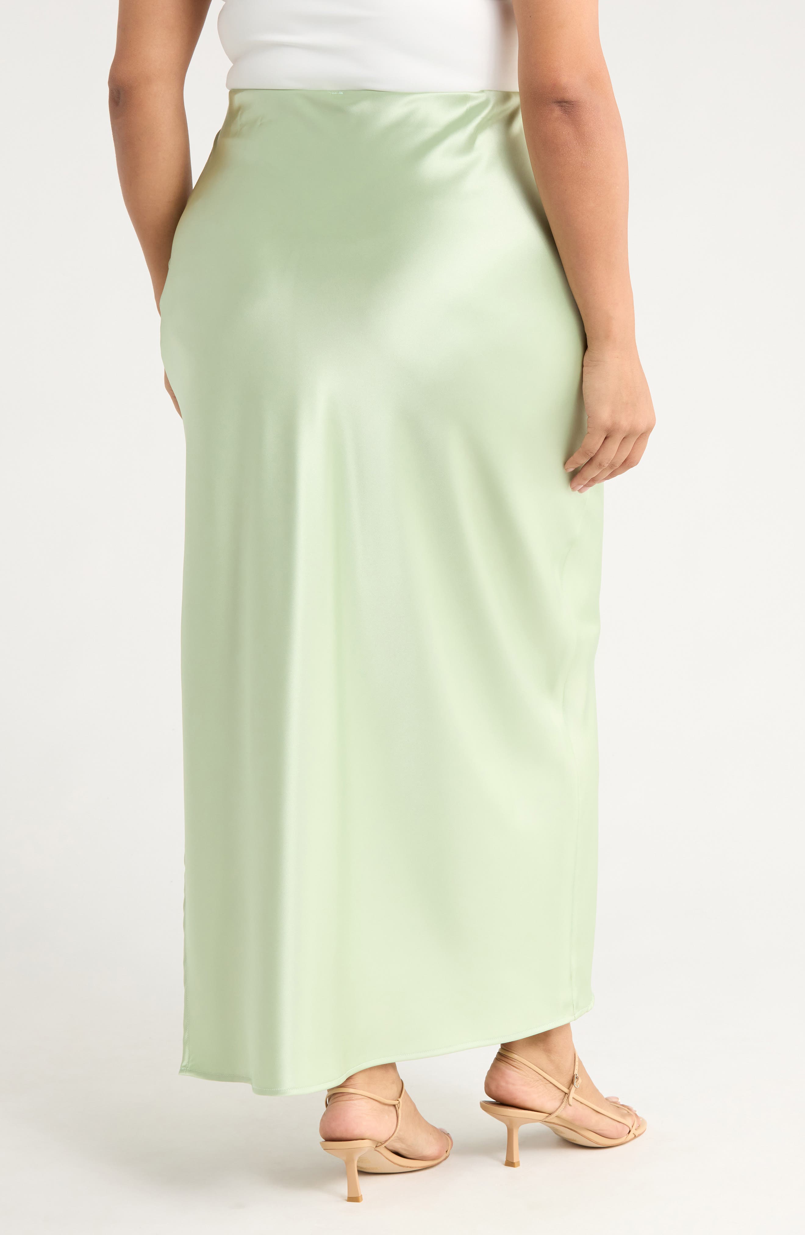 Side Slit Satin Maxi Skirt - image 2