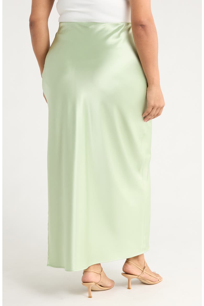 Side Slit Satin Maxi Skirt, Alternate, color, MINT