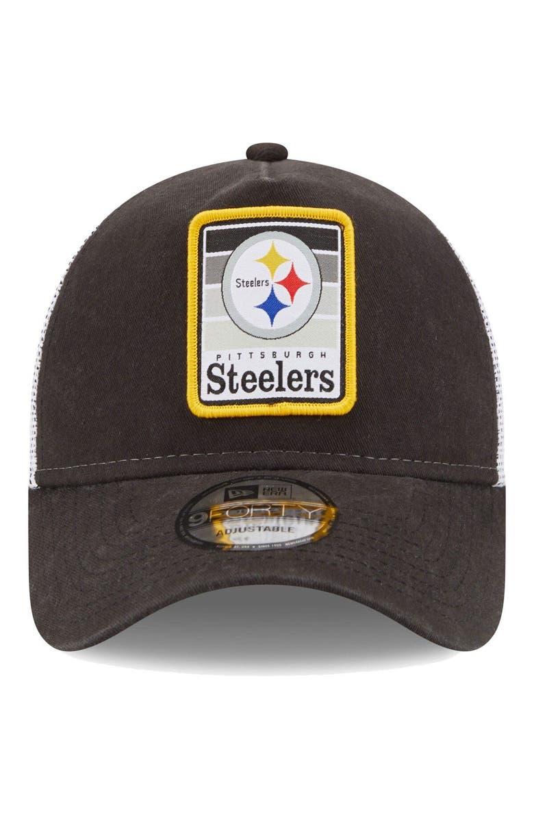 New Era Men's New Era Black/White Pittsburgh Steelers Gradient Trucker 9FORTY Snapback Hat, Alternate, color, 