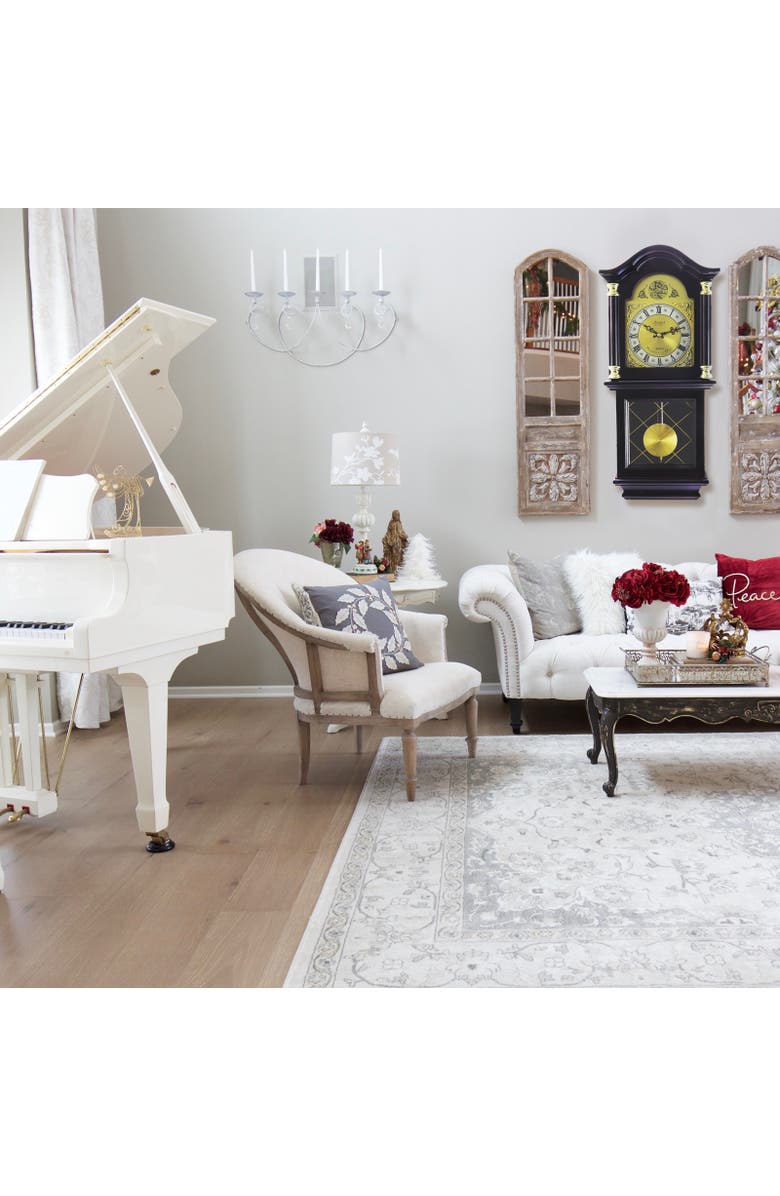 Bedford Clock Collection Classic 26in Pendulum Wall Clock with Oak Finish, Alternate, color, Dark Brown