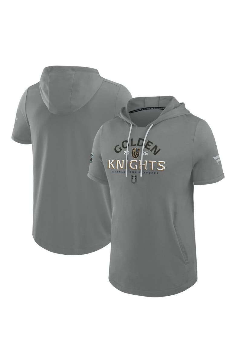 FANATICS Men's Fanatics Gray Vegas Golden Knights 2025 Stanley Cup Playoffs Authentic Pro Road Performance Short Sleeve Pullover Hoodie, Alternate, color, Gray